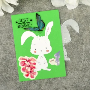 Size chart for Floppy-Eared Cartoon Bunny Metal Cutting Dies - dimensions in cm