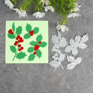 Sumflying Sumflying Craft Holly Berry Christmas Foliage metal cutting die - detail view