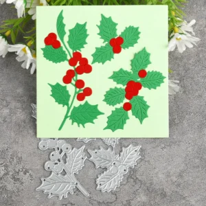 Sumflying Sumflying Craft Holly Berry Christmas Foliage metal cutting die - usage example