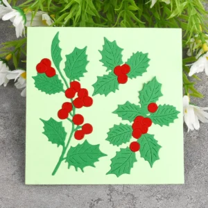 Sumflying Sumflying Craft Holly Berry Christmas Foliage metal cutting die - size guide