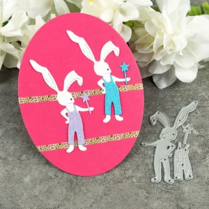 Size chart for Magic Wand Bunny Metal Cutting Dies - dimensions in cm