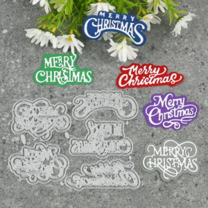 Sumflying Sumflying Craft Merry Christmas Sentiment metal cutting die - detail view