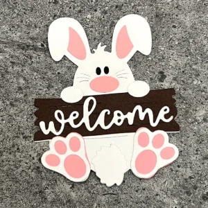 Peeking Bunny Welcome Sign Die Cuts Set - metal cutting die detail view 3