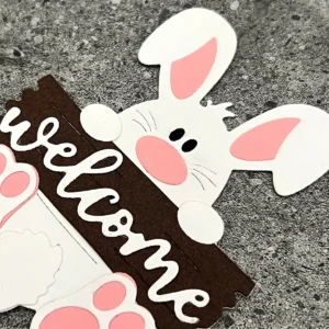 Peeking Bunny Welcome Sign Die Cuts Set - metal cutting die detail view 4