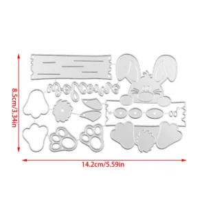Peeking Bunny Welcome Sign Die Cuts Set - metal cutting die detail view 5