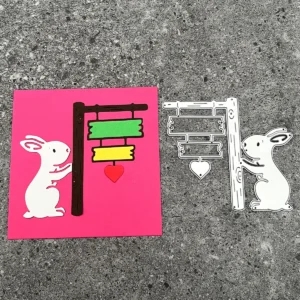 Size chart for Rabbit Signpost Metal Cutting Dies - dimensions in cm