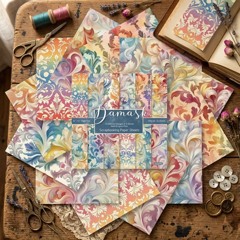 Sumflying Damask Ornamental 24PCS Scrapbook Paper & Cardstock Sumflying Damask Ornamental 24PCS Scrapbook Paper & Cardstock