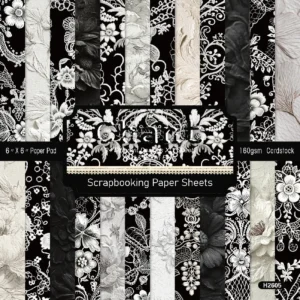 Sumflying Garden Black White Lace 24PCS Scrapbook Paper & Cardstock