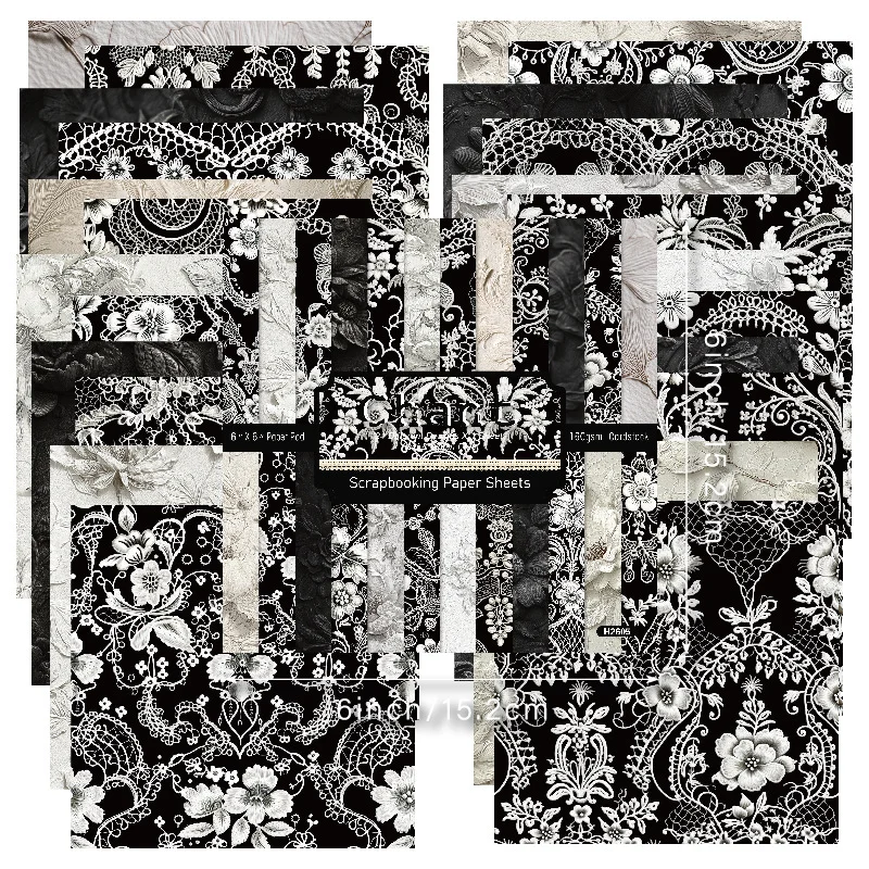 Sumflying Garden Black White Lace 24PCS Scrapbook Paper & Cardstock Sumflying Garden Black White Lace 24PCS Scrapbook Paper & Cardstock
