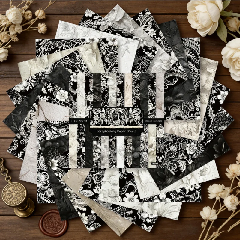 Sumflying Garden Black White Lace 24PCS Scrapbook Paper & Cardstock Sumflying Garden Black White Lace 24PCS Scrapbook Paper & Cardstock