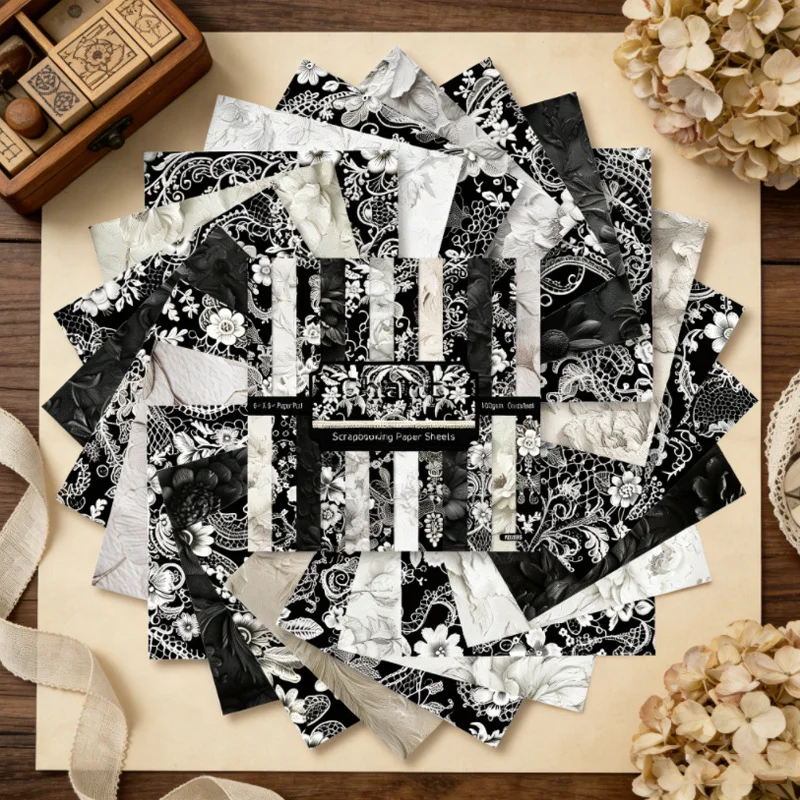 Sumflying Garden Black White Lace 24PCS Scrapbook Paper & Cardstock Sumflying Garden Black White Lace 24PCS Scrapbook Paper & Cardstock