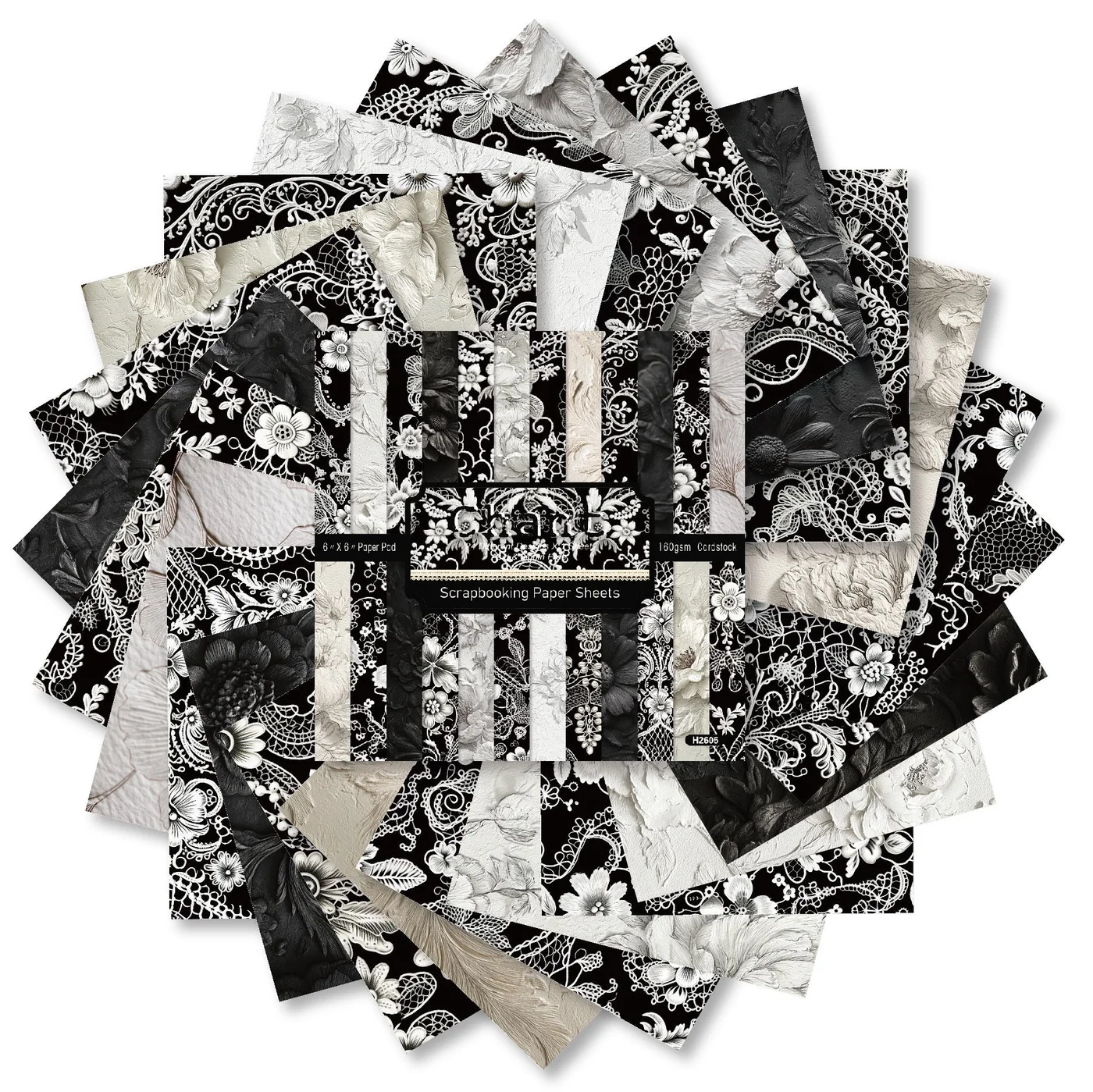 Sumflying Garden Black White Lace 24PCS Scrapbook Paper & Cardstock Sumflying Garden Black White Lace 24PCS Scrapbook Paper & Cardstock
