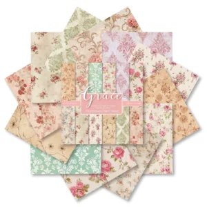 Sumflying Grace Pink Floral 24PCS Scrapbook Paper & Cardstock