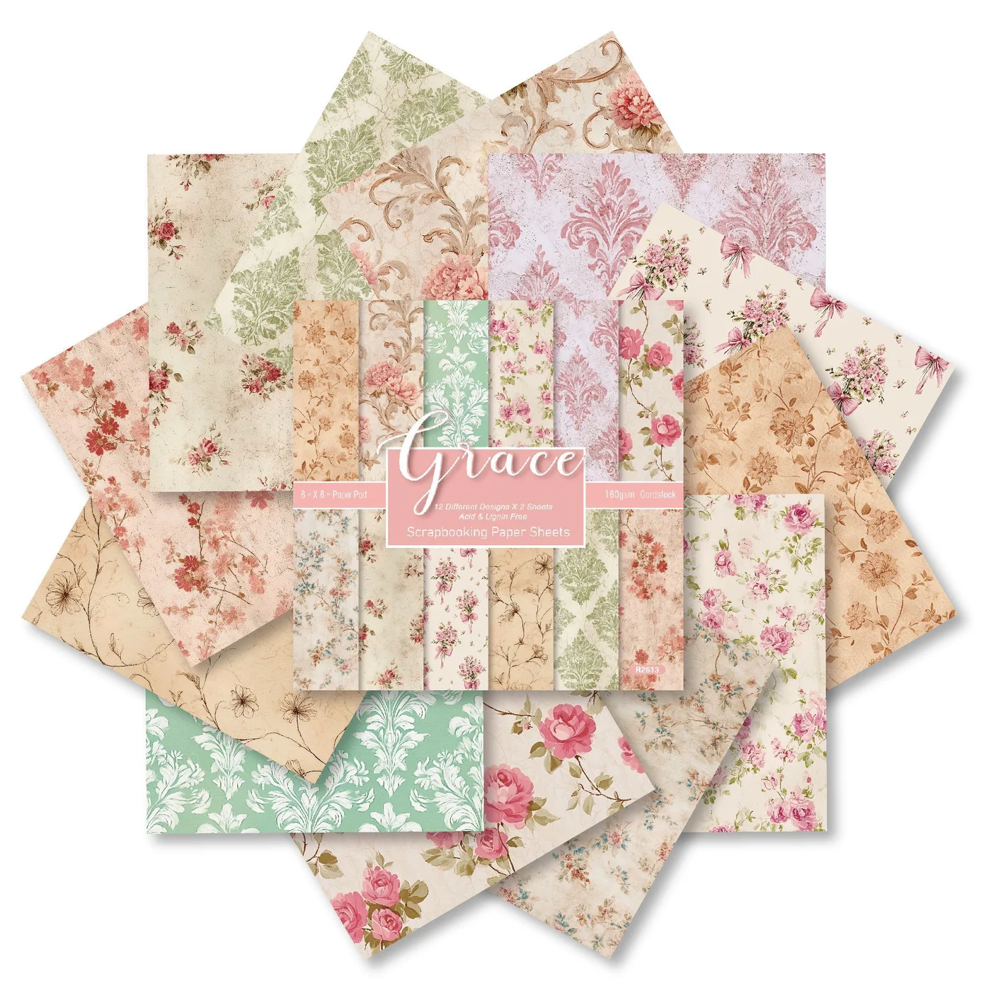 Sumflying Grace Pink Floral 24PCS Scrapbook Paper & Cardstock Sumflying Grace Pink Floral 24PCS Scrapbook Paper & Cardstock