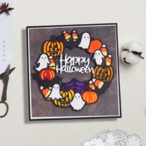Sumflying Happy Halloween Wreath Cutting Dies Back View - SUM2509-HalloweenWreath