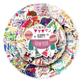 Happy New Year Text Vinyl Stickers