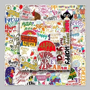 Sumflying Happy New Year Text Vinyl Stickers