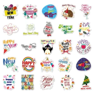 Sumflying Happy New Year Text Vinyl Stickers