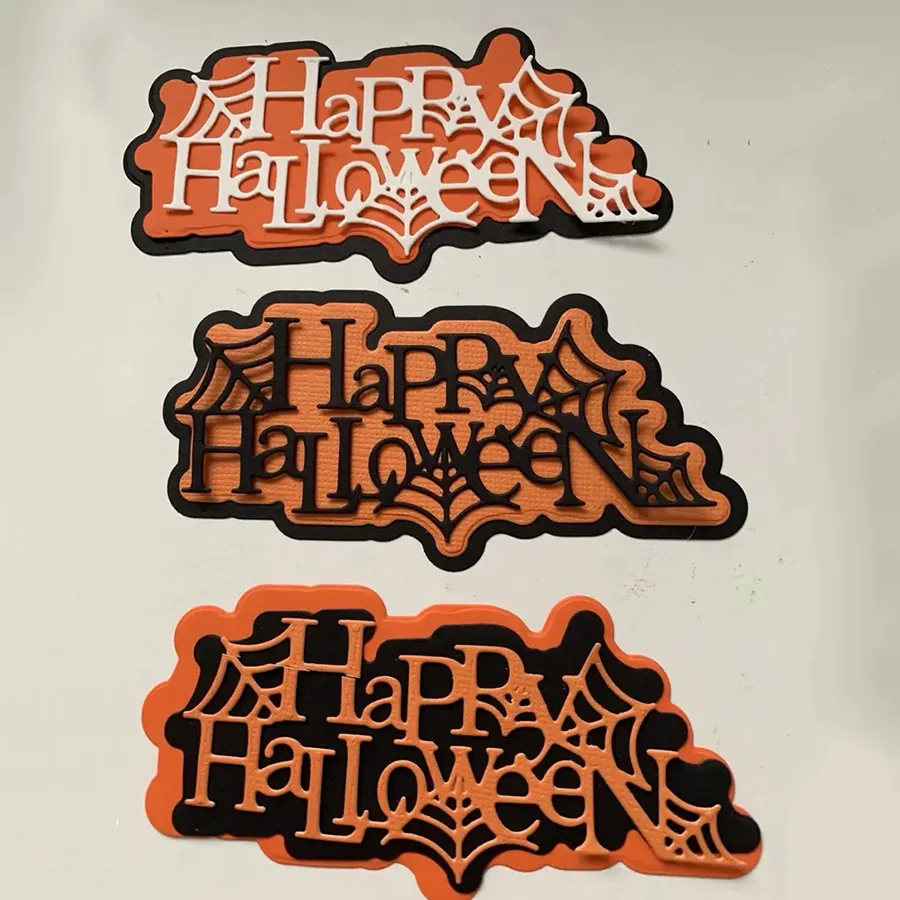 Sumflying Layered Halloween Word Cutting Dies Scrapbooking 7 Layered Halloween Word Cutting Dies product packaging photo | word metal cutting dies