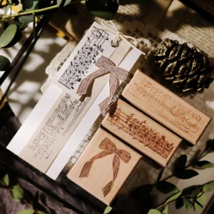 Sumflying Mozart Manuscript Beech Wood Rubber Stamp