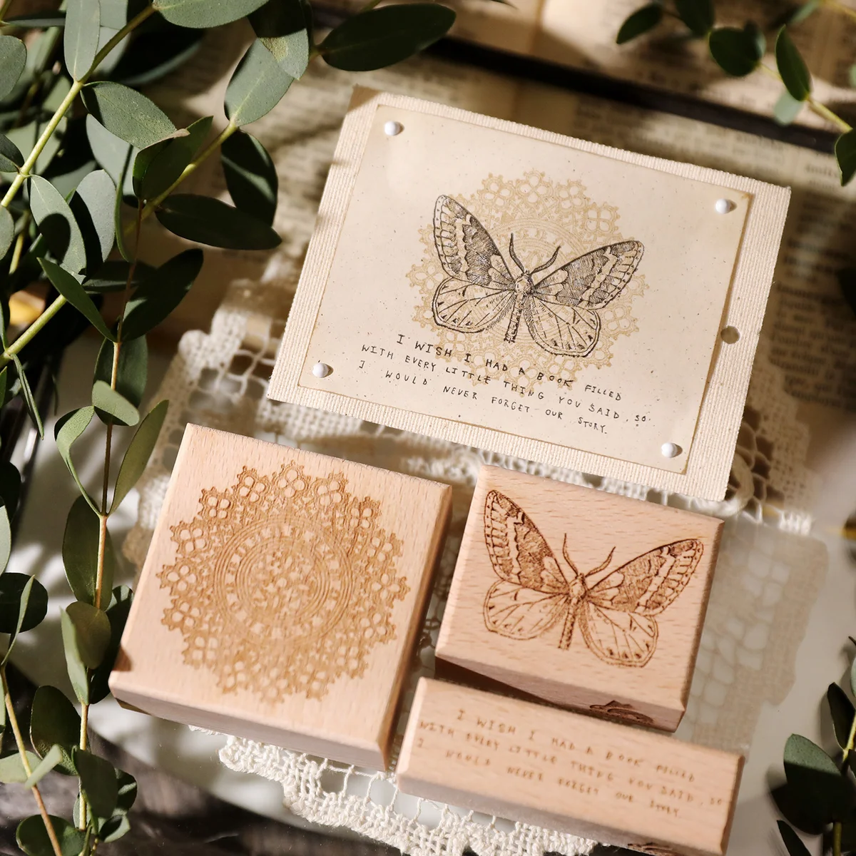 Sumflying Mozart Manuscript Wood Rubber Stamp Sumflying Mozart Manuscript Beech Wood Rubber Stamp - detail image 5