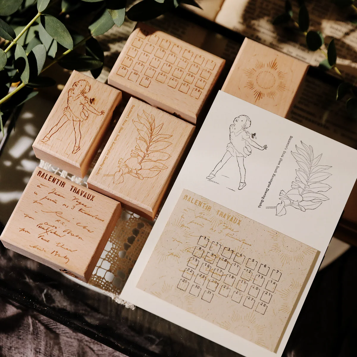 Sumflying Mozart Manuscript Wood Rubber Stamp Sumflying Mozart Manuscript Beech Wood Rubber Stamp - detail image 6