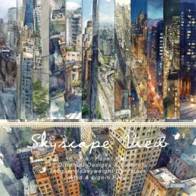 Sumflying Skyline Night City 24PCS Scrapbook Paper & Cardstock