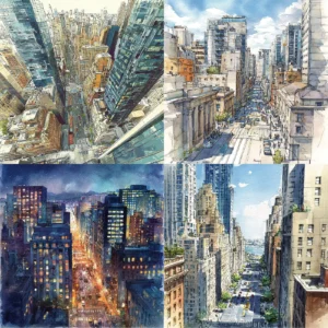 Sumflying Skyline Night City 24PCS Scrapbook Paper & Cardstock