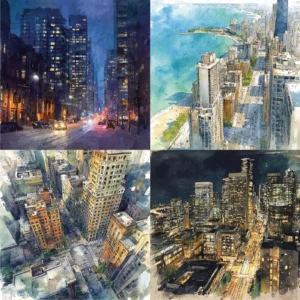 Sumflying Skyline Night City 24PCS Scrapbook Paper & Cardstock