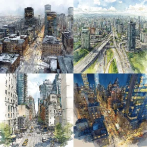 Sumflying Skyline Night City 24PCS Scrapbook Paper & Cardstock