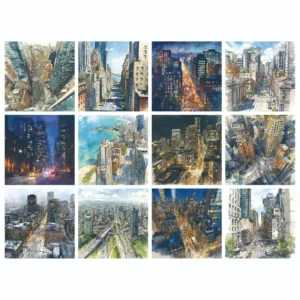 Sumflying Skyline Night City 24PCS Scrapbook Paper & Cardstock