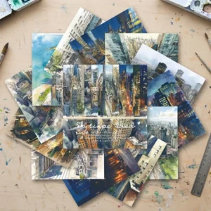 Sumflying Skyline Night City 24PCS Scrapbook Paper & Cardstock