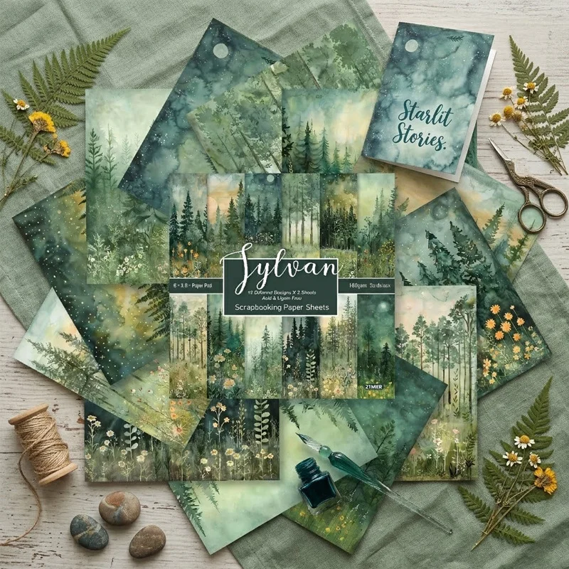 Sumflying Sylvan Forest 24PCS Scrapbook Paper & Cardstock Sumflying Sylvan Forest 24PCS Scrapbook Paper & Cardstock