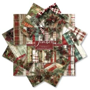 Sumflying Timber Plaid Pinecone 24PCS Scrapbook Paper & Cardstock
