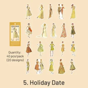Vintage People Fashion Model Clothes Sticker - Girl, Lady, Man Sumflying Vintage People Fashion Model Clothes Sticker - Girl, Lady, Man