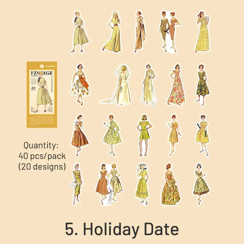 Sumflying Vintage People Fashion Model Clothes Sticker - Girl, Lady, Man Sumflying Vintage People Fashion Model Clothes Sticker - Girl, Lady, Man