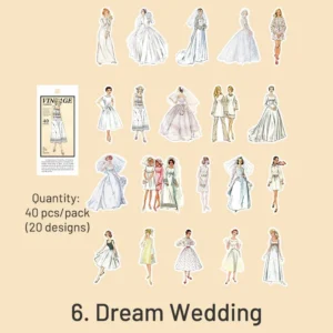 Vintage People Fashion Model Clothes Sticker - Girl, Lady, Man Sumflying Vintage People Fashion Model Clothes Sticker - Girl, Lady, Man