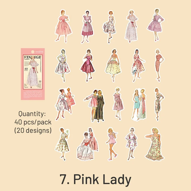 Sumflying Vintage People Fashion Model Clothes Sticker - Girl, Lady, Man Sumflying Vintage People Fashion Model Clothes Sticker - Girl, Lady, Man