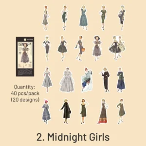 Vintage People Fashion Model Clothes Sticker - Girl, Lady, Man Sumflying Vintage People Fashion Model Clothes Sticker - Girl, Lady, Man