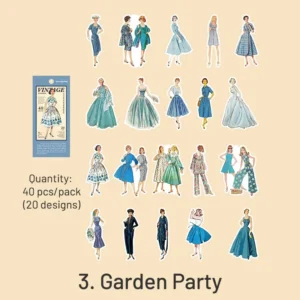 Vintage People Fashion Model Clothes Sticker - Girl, Lady, Man Sumflying Vintage People Fashion Model Clothes Sticker - Girl, Lady, Man