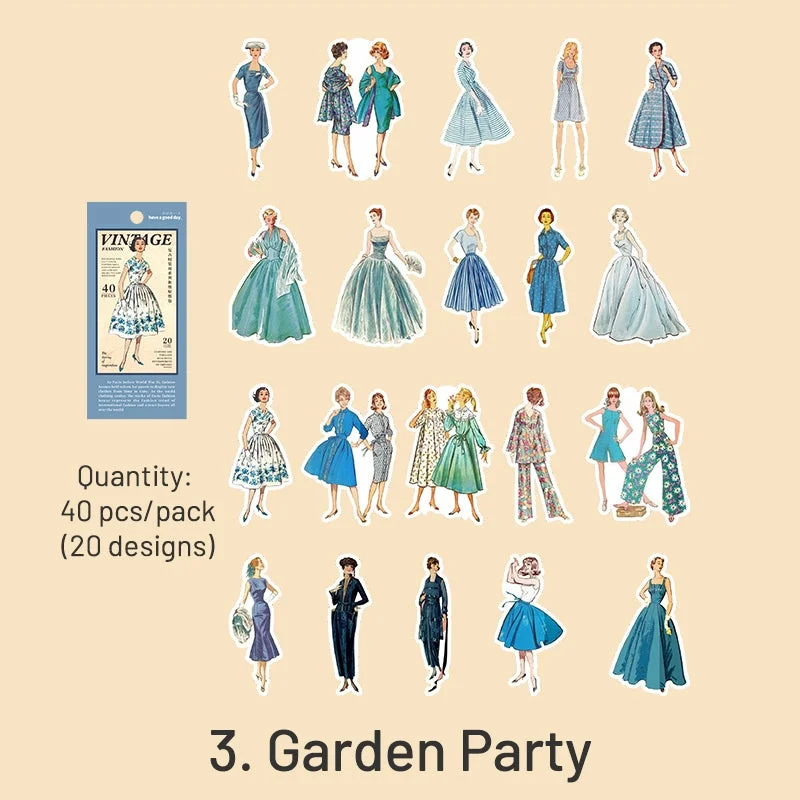 Sumflying Vintage People Fashion Model Clothes Sticker - Girl, Lady, Man Sumflying Vintage People Fashion Model Clothes Sticker - Girl, Lady, Man