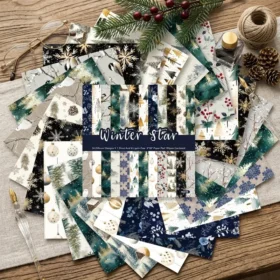 Sumflying Winter Star 24PCS Scrapbook Paper & Cardstock