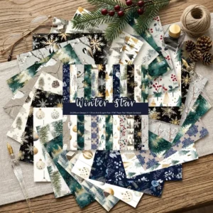 Sumflying Winter Star 24PCS Scrapbook Paper & Cardstock