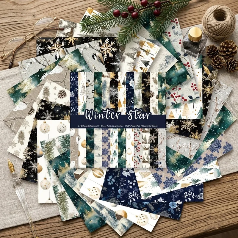 Sumflying Winter Star 24PCS Scrapbook Paper & Cardstock Sumflying Winter Star 24PCS Scrapbook Paper & Cardstock