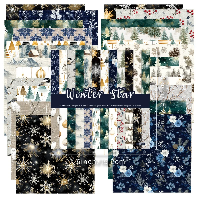 Sumflying Winter Star 24PCS Scrapbook Paper & Cardstock Sumflying Winter Star 24PCS Scrapbook Paper & Cardstock