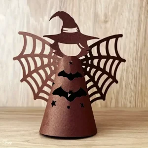 Sumflying Witch with Cobwebs Cutting Die Cuts Back View - SUM-DM06263
