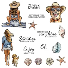 Sumflying Summer Beach Sandcastle Kids Clear Stamps