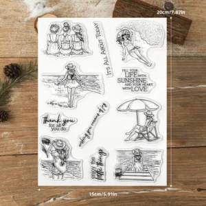 Sumflying Summer Beach Girl Ocean Waves Clear Stamps Summer Beach Girl Clear Stamps 02