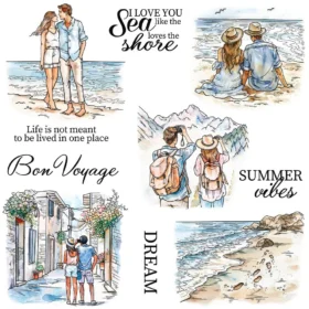 Sumflying Summer Travel Couple Beach Clear Stamps
