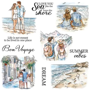 Summer Travel Couple Clear Stamps 00